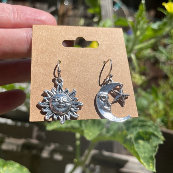 Hanging Star and Moon Earrings - Picture 2 of 5